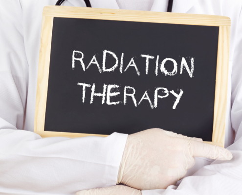 radiotherapy centre - Doctor shows information on blackboard