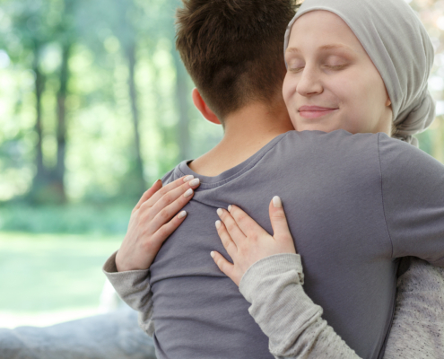 treatment pathway - Sick wife hugging husband