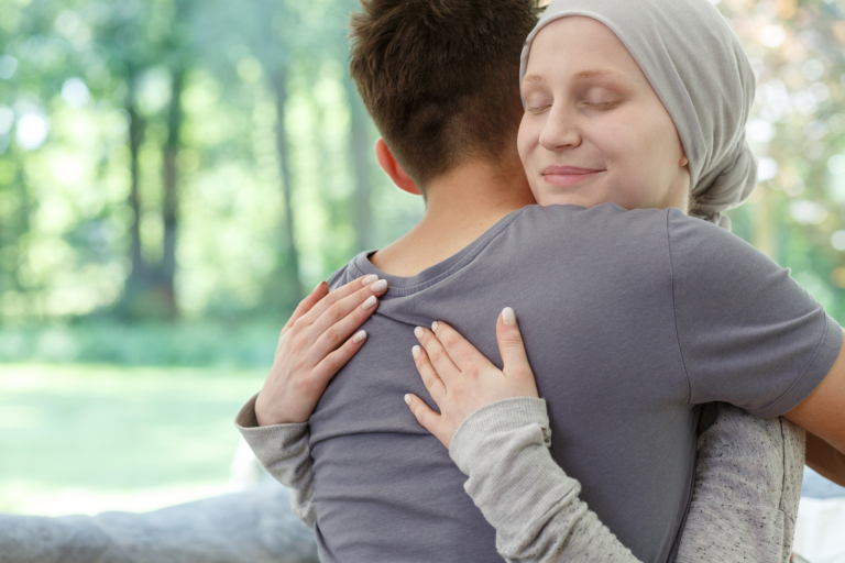 treatment pathway - Sick wife hugging husband