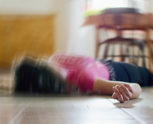 external radiation - Woman lying on the floor at home