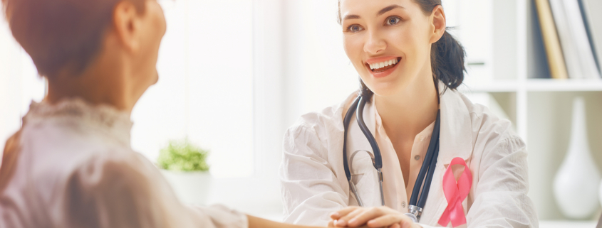 External radiotherapy- Female patient listening to doctor