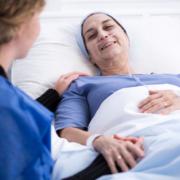 radiotherapy centre - Sick woman in a hospital bed