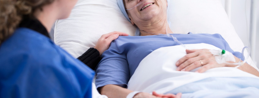 radiotherapy centre - Sick woman in a hospital bed