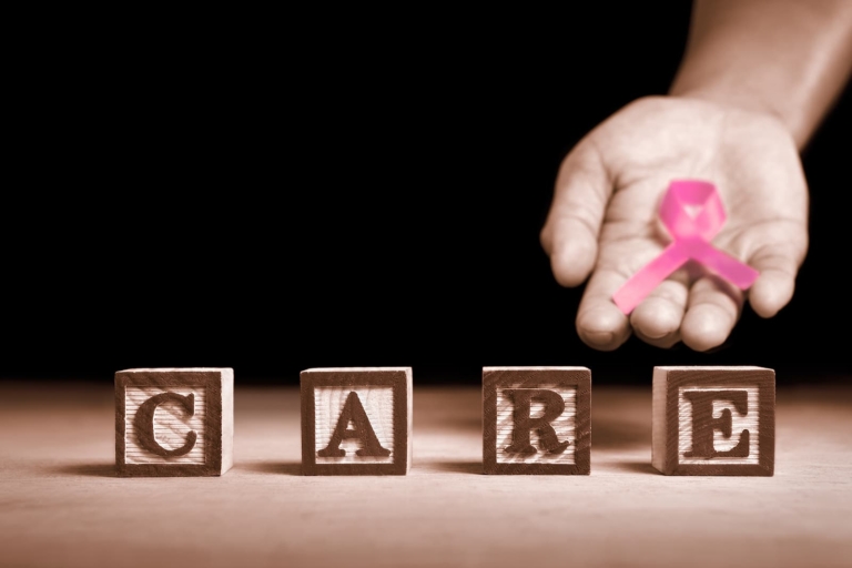 Breast cancer treatment Austria - Word 'Care' from wooden block